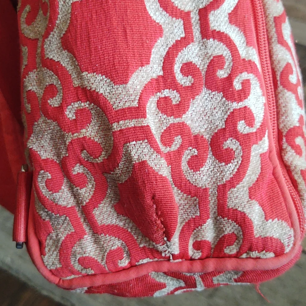 Petunia Pickle Bottom Diaper Bag Backpack Orange And Beige Tapestry